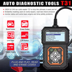Arenzza universal car fault analyzer decoder displaying diagnostic screen with clear error codes and multilingual options.