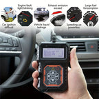 Arenzza universal car fault analyzer decoder displaying diagnostic interface and clear codes on a digital screen.