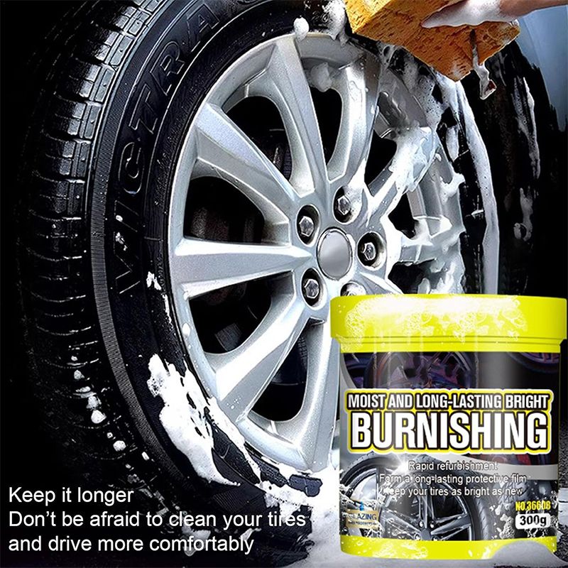 Arenzza Tire Maintenance and Coating Paste for car accessories, with a close-up of the product tube on a white background.