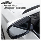 Arenzza carbon fiber rain eyebrow car accessory, sleek black rain guard for vehicle protection and style.
