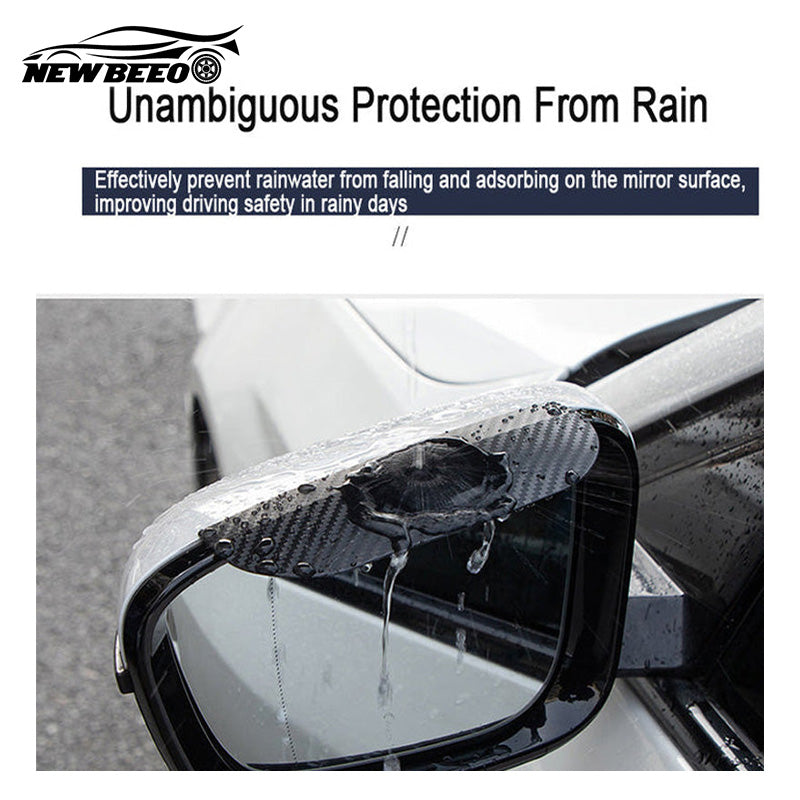 Arenzza carbon fiber rain eyebrow car accessory, sleek black design, mounted on vehicle’s windshield edge for rain protection and style.