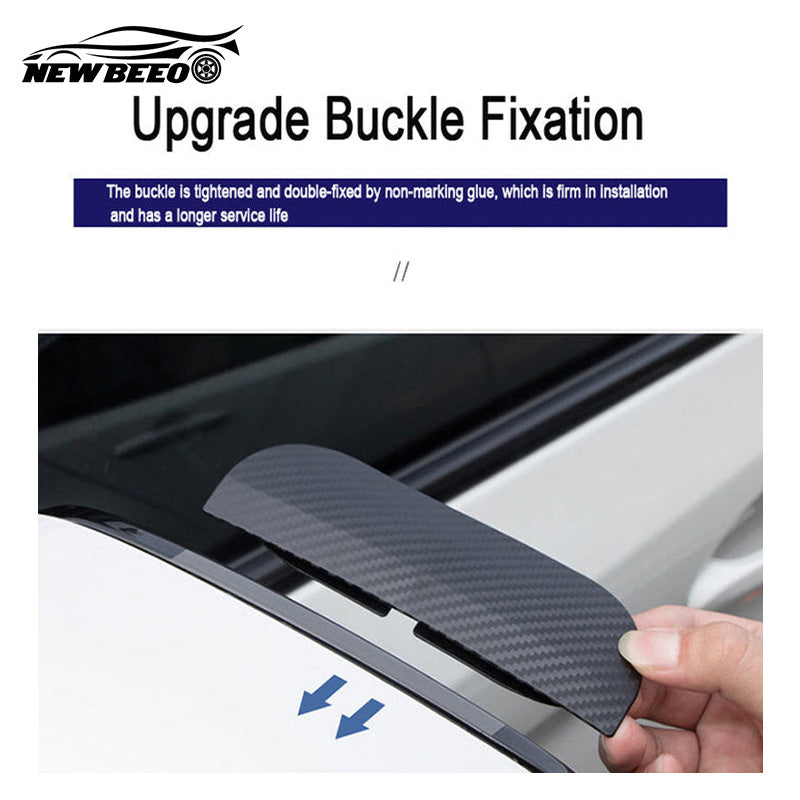Arenzza carbon fiber rain eyebrow car accessory, sleek black aerodynamic design for vehicle protection and style.