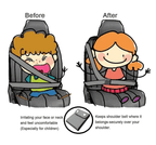 Arenzza Universal Comfort Auto Car Seat Belt Adjuster attached to a car seat belt for improved comfort and fit.