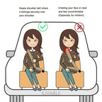 Arenzza Universal Comfort Auto Car Seat Belt Adjuster attached to a car seat belt for improved comfort and fit.