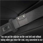 Arenzza Universal Comfort Auto Car Seat Belt Adjuster attached to a car seat belt for improved comfort and fit.