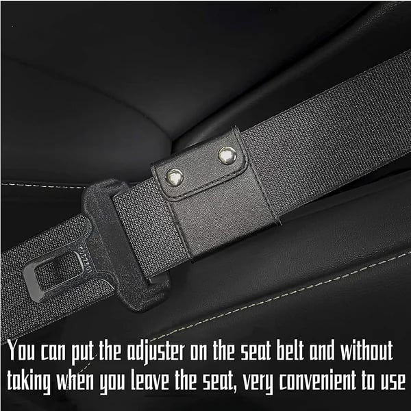 Arenzza Universal Comfort Auto Car Seat Belt Adjuster attached to a car seat belt for improved comfort and fit.