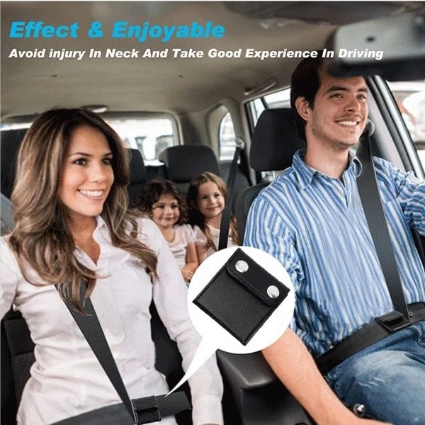 Arenzza Universal Comfort Auto Car Seat Belt Adjuster attached to a car seat belt for improved comfort and fit.