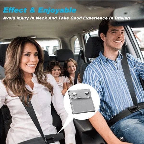 Arenzza Universal Comfort Auto Car Seat Belt Adjuster attached to a car seat belt for improved comfort and fit.