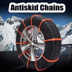 Set of 10 Arenzza anti-skid chains for cars, durable rubber and metal traction aids for winter driving safety.