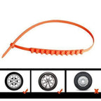 A set of 10 Arenzza anti-skid chains for cars, showing durable metal tire traction aids on a vehicle's tire.