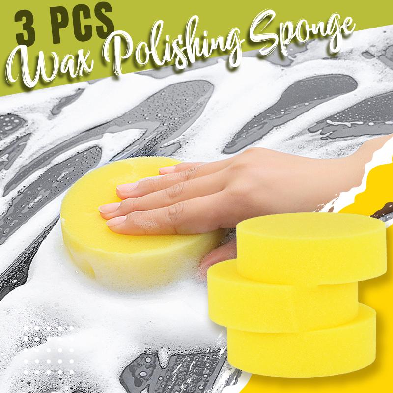 A set of three Arenzza wax polishing sponges for car detailing, showing soft foam surfaces for smooth polishing.