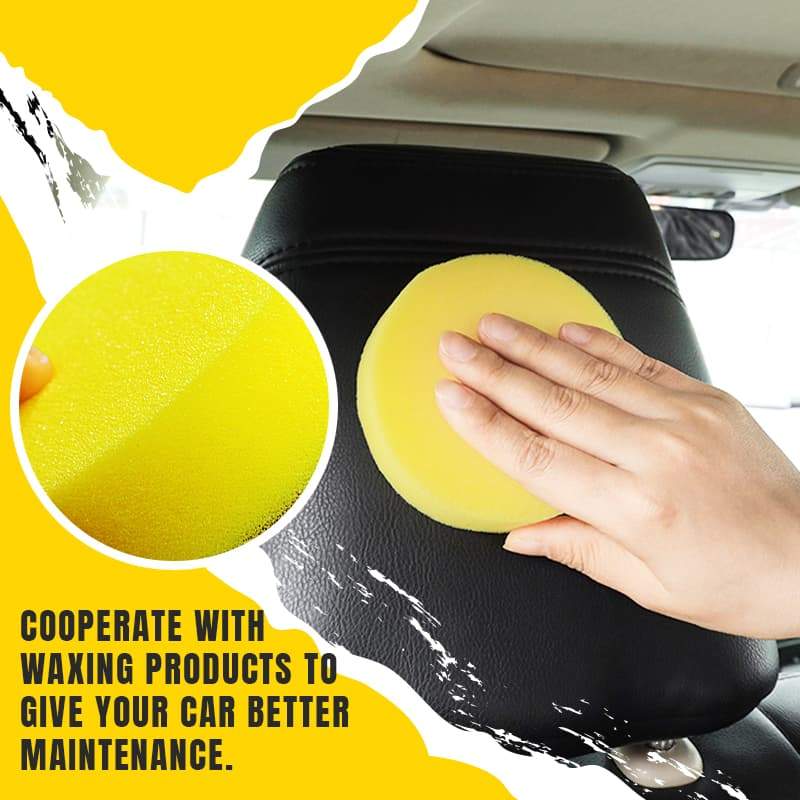 A set of three Arenzza wax polishing sponges for car accessories, shown in the image with blue and yellow sponges on a white background.