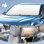 Arenzza car windshield sun shade set with reflective surface and foldable design, protecting vehicle interior from sun glare.