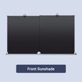 Arenzza car windshield sun shade set with reflective silver panels and black fabric edges, designed to block sunlight from vehicle windows.