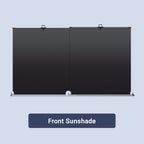 Arenzza car windshield sun shade set with reflective silver panels and black fabric edges, designed to block sunlight from vehicle windows.