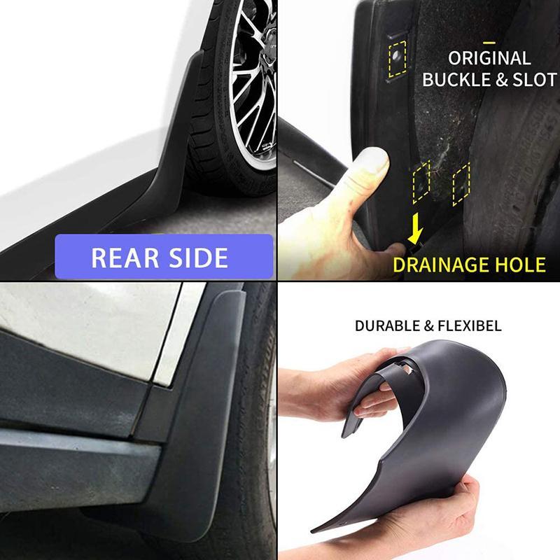 Arenzza universal car wheel fender accessory installed on a vehicle, showcasing its fit and protective design for car wheels.