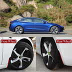 Arenzza universal car wheel fender accessory installed on a vehicle, designed to protect wheels from dirt and debris.