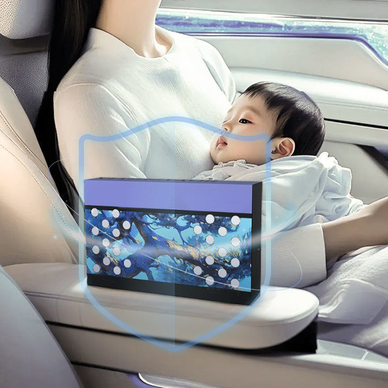 Arenzza car air freshener solid fragrance hanging inside a vehicle, showcasing its natural, eco-friendly design as a car accessory.