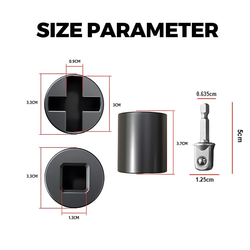 Arenzza universal car jack socket adapter made of heavy-duty steel, drill-powered, with a universal fit for car accessories.