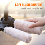Arenzza warm fluffy handlebar and brake lever covers for cars, soft and cozy, shown on a vehicle's steering area.