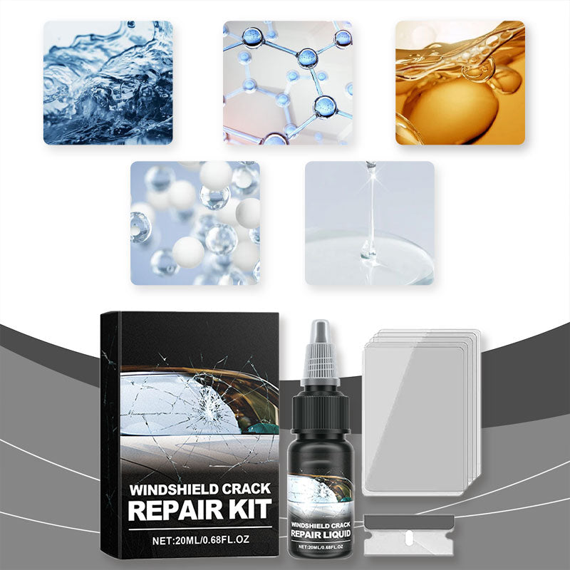 Arenzza car repair kit for windshield crack with tools and adhesive for fixing small cracks in automotive glass.