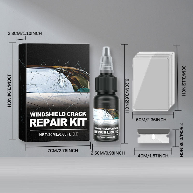 Arenzza car repair kit for windshield cracks, including tools and resin for fixing cracked auto glass in a compact car accessories set.