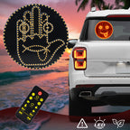 Arenzza Expression & Gesture LED Sign Light for car rear window, showcasing colorful light display and adjustable gesture features.