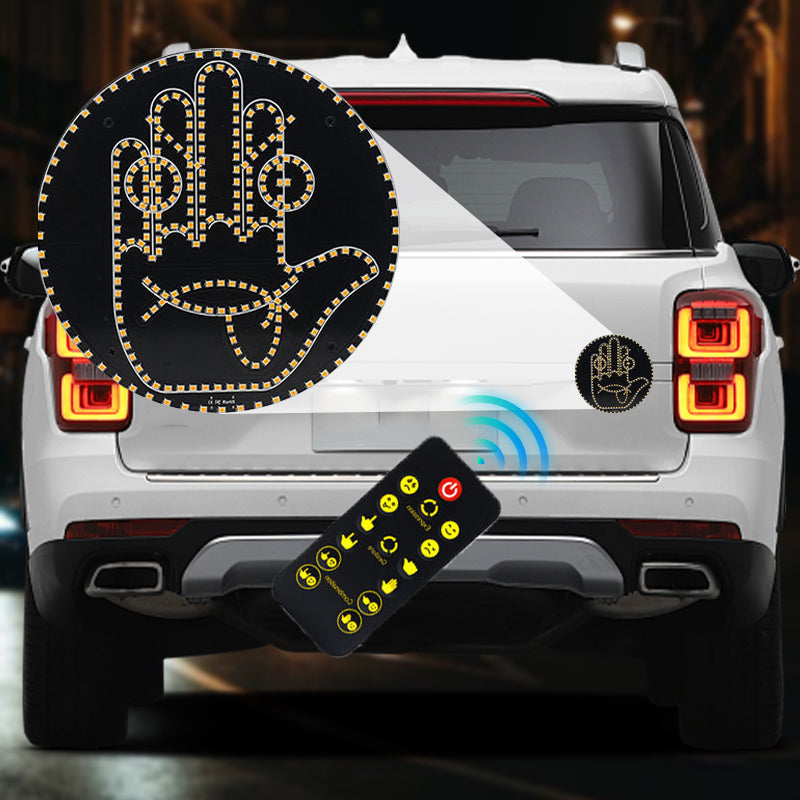 Arenzza Expression & Gesture LED Sign Light for car rear window showing animated gestures and expressions for vehicle decoration.