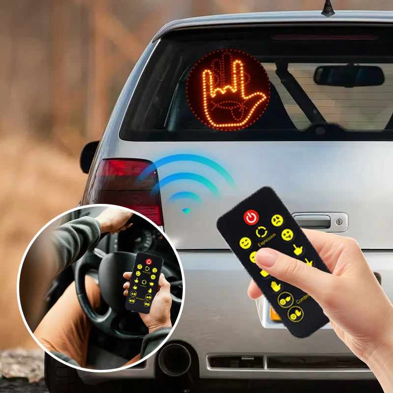 Arenzza Expression & Gesture LED Sign Light for car rear window, showcasing illuminated signs for vehicle decoration.