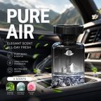 Arenzza 110ml long-lasting car air freshener with mountain design, natural plant extracts, eliminates smoke and pet odors.