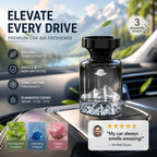 Arenzza 110ml long-lasting car air freshener with mountain design, natural plant extracts, eliminating smoke and pet odors.