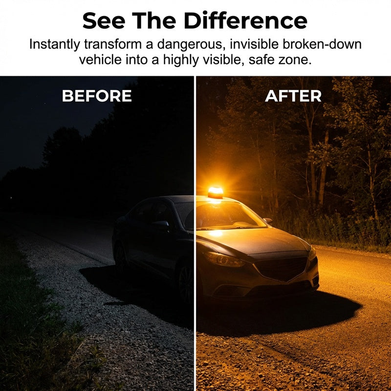 Arenzza LED magnetic emergency warning light for cars, featuring bright LED indicators and magnetic base for easy roadside use.