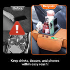 Arenzza multifunctional car armrest cushion in black, with soft padding and storage pocket, designed for comfort and convenience.
