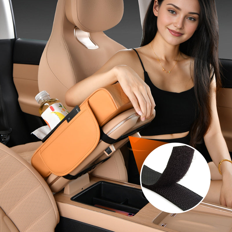 Arenzza multifunctional car armrest cushion in black, designed for comfortable vehicle interior use and easy installation.