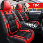Arenzza premium leather front seat covers for cars, universal fit for sedans, SUVs, and trucks, showcasing sleek leather design.