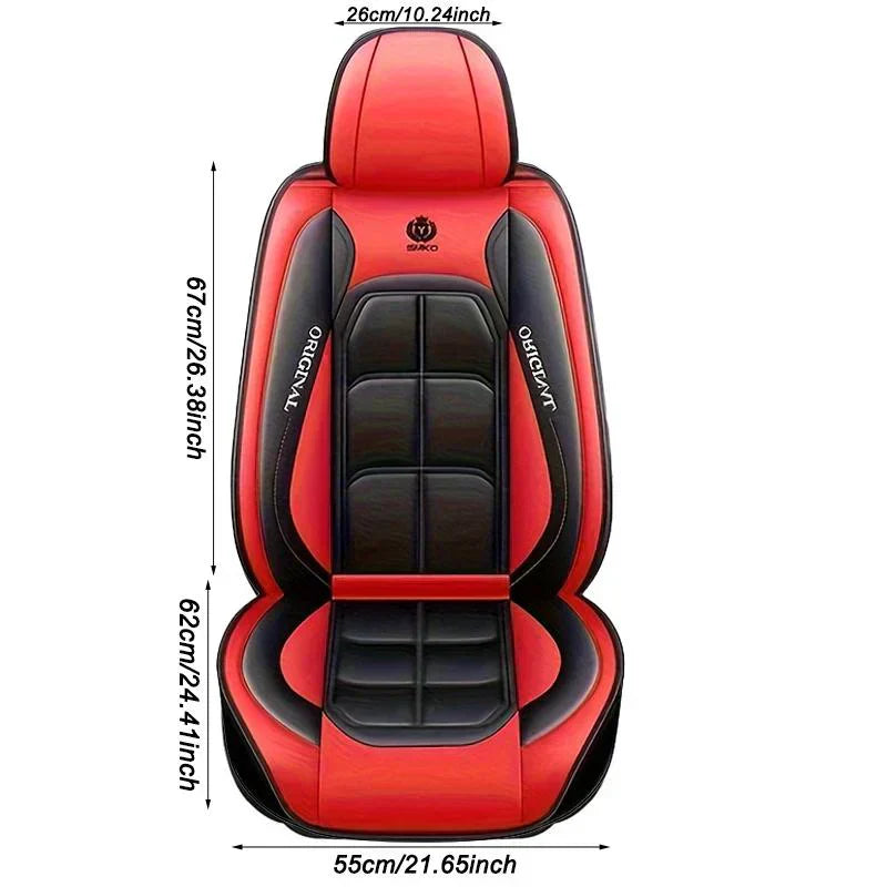 Arenzza premium leather front seat covers for cars, designed for sedans, SUVs, and trucks, with a sleek, comfortable appearance.
