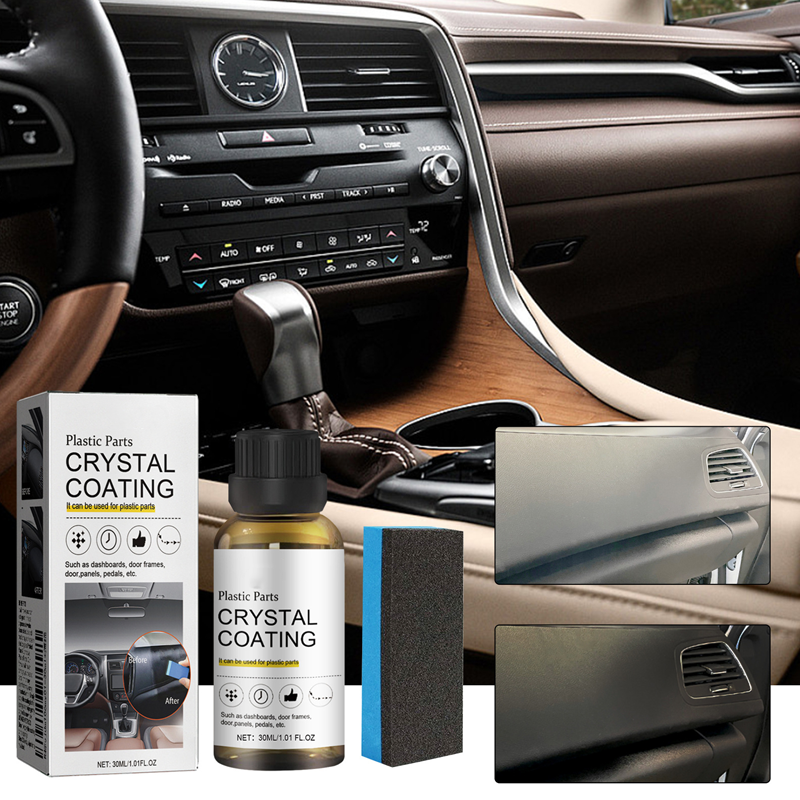 Arenzza plastics parts crystal coating with sponge for car accessories, showing the coating application process on plastic surfaces.