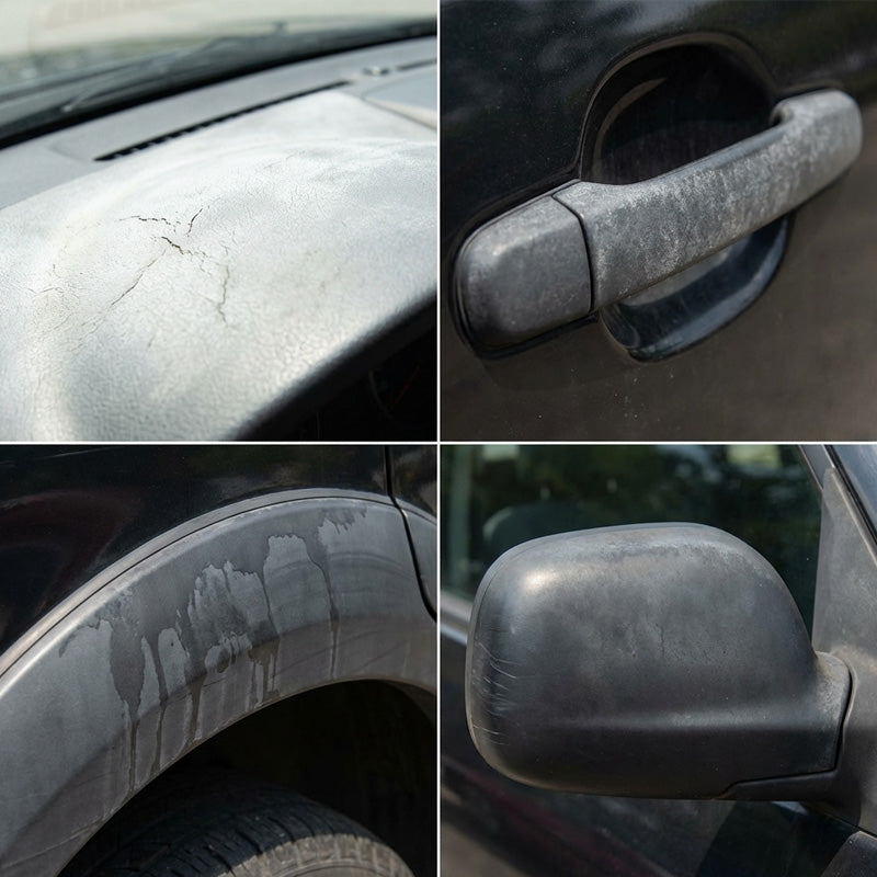 Arenzza plastic parts crystal coating kit with sponge for car accessories, featuring a bottle of coating solution and applicator sponge.
