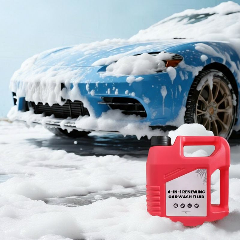 Arenzza 4-in-1 Renewing Car Wash Fluid bottle with label, designed for cleaning and restoring vehicle surfaces.