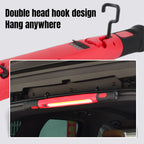 Arenzza rechargeable work light with 3000 lumens, USB-C port, magnetic base, and 360° adjustable beam for car repair tasks.