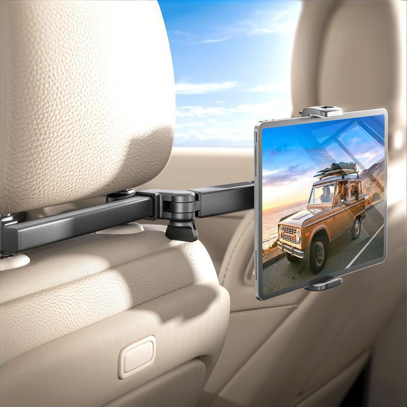 Arenzza adjustable car mount for tablets and phones, securely attached to a vehicle dashboard or air vent.