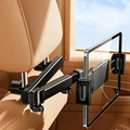 Arenzza adjustable car phone and tablet mount attached to a vehicle dashboard holding a smartphone and tablet securely.