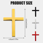 Arenzza metal Jesus Christ cross badge sticker for cars, 3D self-adhesive cross scratch cover accessory on a vehicle surface.