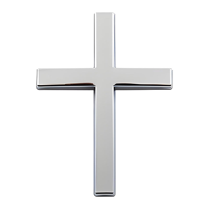 Arenzza Metal Jesus Christ Cross badge sticker, 3D self-adhesive car accessory, designed to cover scratches on vehicle surfaces.
