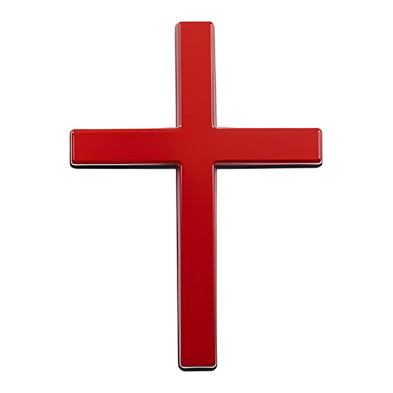 Arenzza Metal Jesus Christ Cross badge sticker, 3D self-adhesive car accessory, designed to cover scratches on vehicle surfaces.