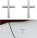 Aarenza Metal Jesus Christ cross badge sticker, 3D self-adhesive car scratch cover accessory on a vehicle surface.