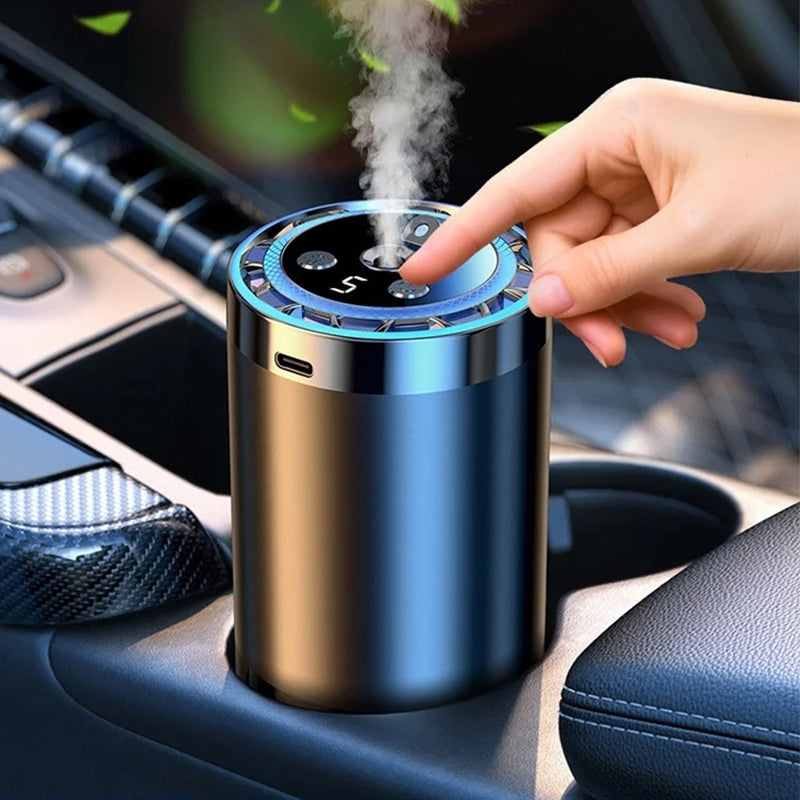 Arenzza Smart Car Diffuser set with light and spray modes, featuring sleek car accessories with multiple functionality.