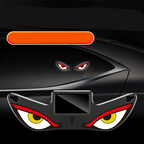 Arenzza Solar Devil's Eye LED Car Warning Light in black, showing four modes, waterproof design, and solar panel for car safety.