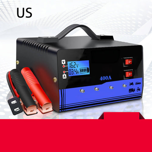 Arenzza 12V/24V smart car battery charger with pulse repair function, shown connected to a car battery for charging and maintenance.