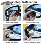 Pair of Arenzza car blind spot mirrors showing reflective surfaces for improved visibility on vehicle side mirrors.